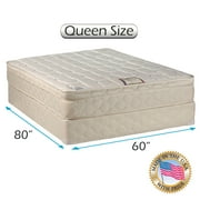 Dream World Inner Spring Pillowtop (Eurotop) Mattress Set Bed Frame Included (Queen Size - 60"x80"x10") - Medium Soft, High Quality Foam, Orthopedic Type, Spine Support by Dream Solutions USA