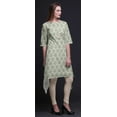 thumbnail image 2 of Bimba White Floral Block Asymmetric Kurta Indian Tunic Tops For Women Printed Indian Clothing Small, 2 of 6