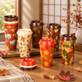 12 Pack 16 Oz Reusable Plastic Coffee Mug with Maple Leaves Design ...