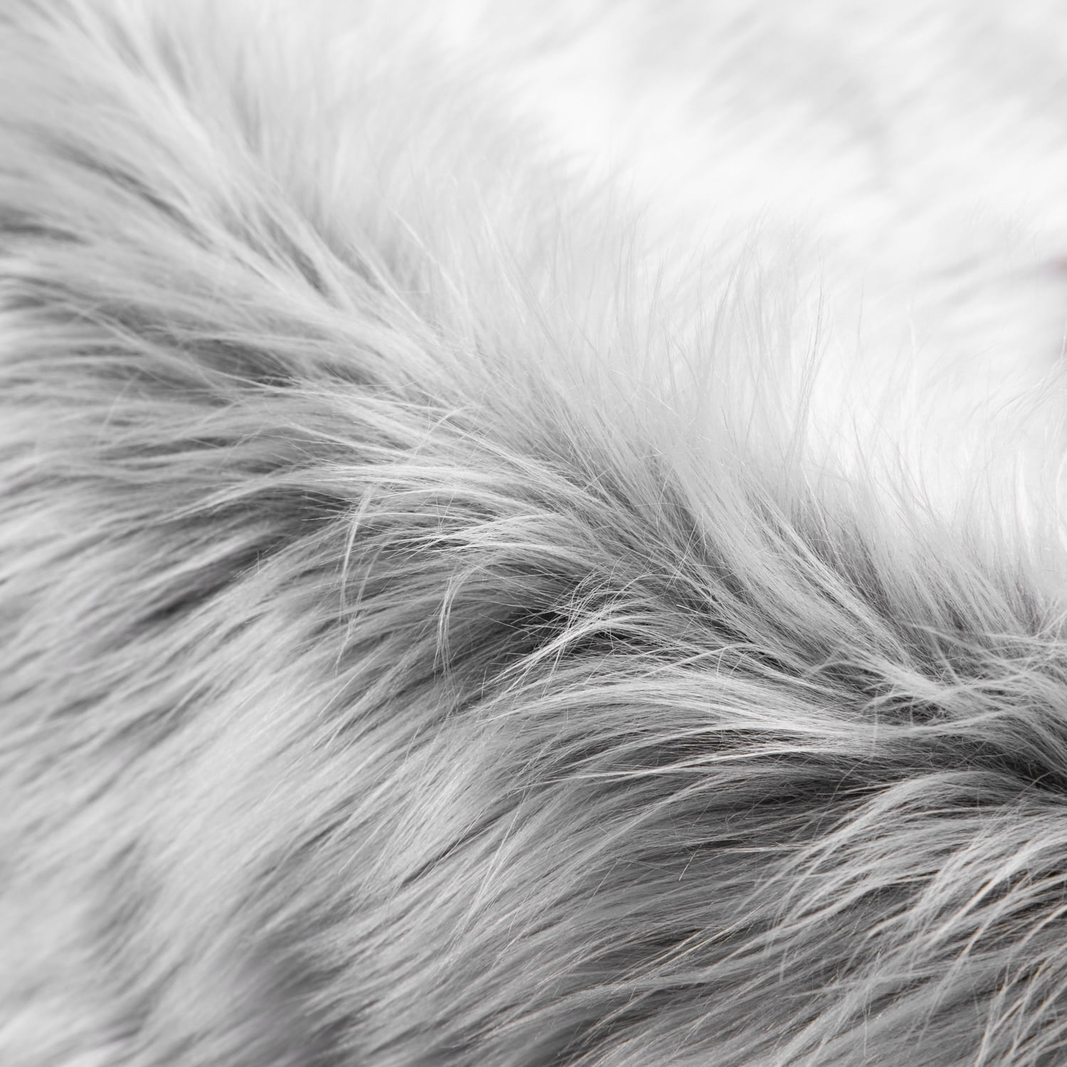 Deluxe Ultra Soft Faux Sheepskin Fur Series Fluffy Decorative Indoor Shag Area Rug, 2 x 3 Feet Rectangle, Gray and White, 1 Pack