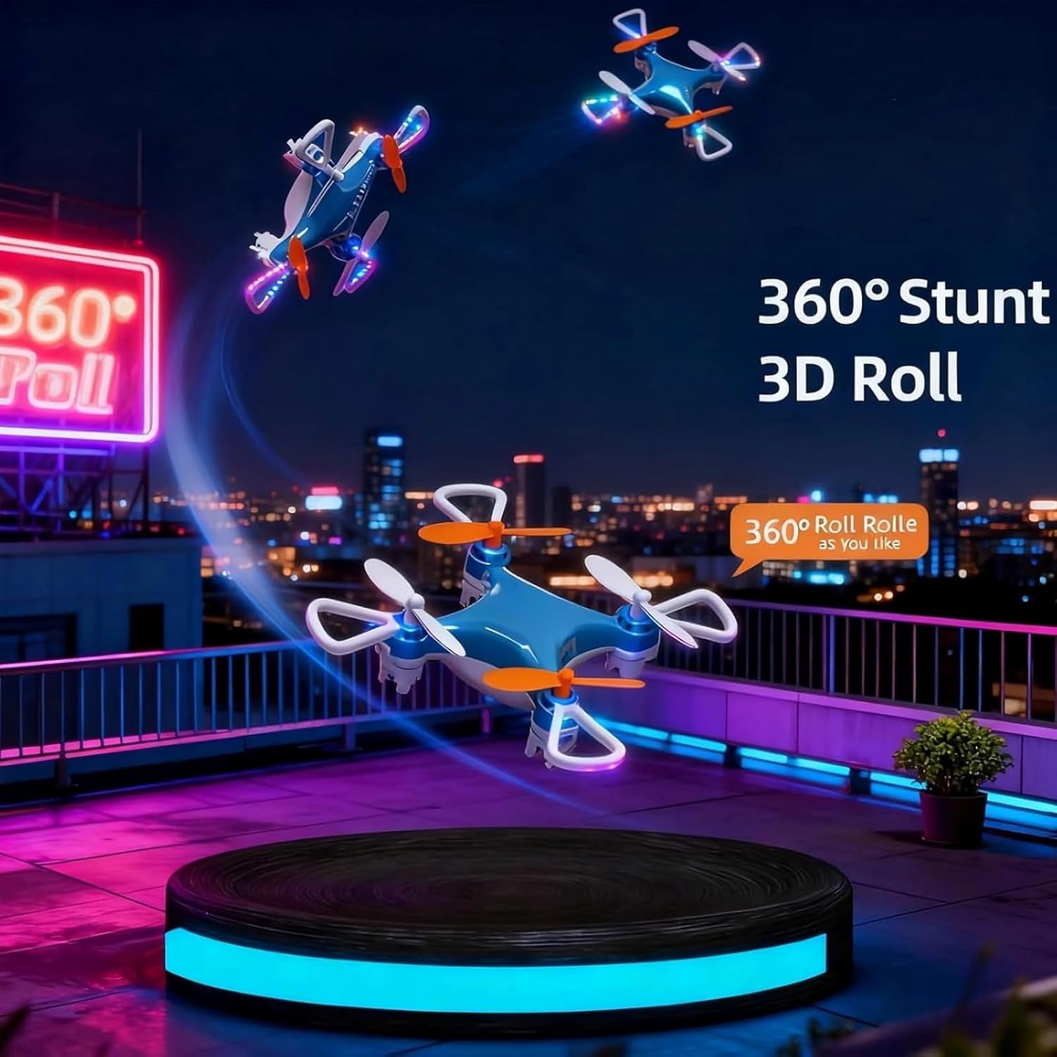Mini Drone with Easy Stunt Flights & 360° Tricks – Beginner-Friendly Quadcopter with LED Altitude Hold Propeller Protection for Kids Indoor Outdoor