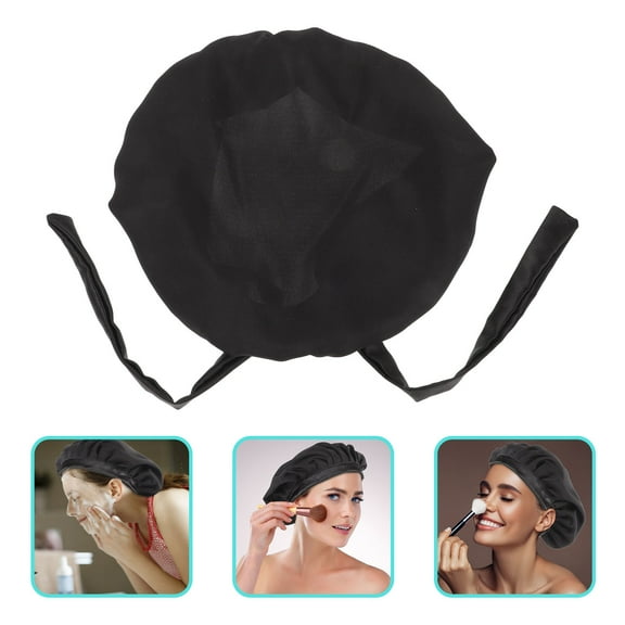 Toyandona Comfortable Black Sleep Bonnet for Curly Hair with Smooth Material