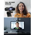thumbnail image 2 of Full HD Webcam with Built-in Microphone and Rotatable Tripod, 1080P Video and Wide Angle Camera, Privacy Cover, for Desktop PC or Laptop Computer, 2 of 5