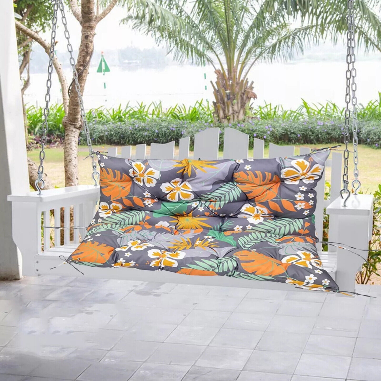 SHANNA Swing Cushion with Backrest and Ties 4'' Thicken Waterproof Swing Chair Seat Pad 2-3 Seater Patio Bench Cushion for Outdoor Garden Furniture