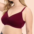 thumbnail image 3 of Vedolay Plus Size Lingerie Women's Bra Matte & Shine Seamfree Bralette,Red 90, 3 of 4