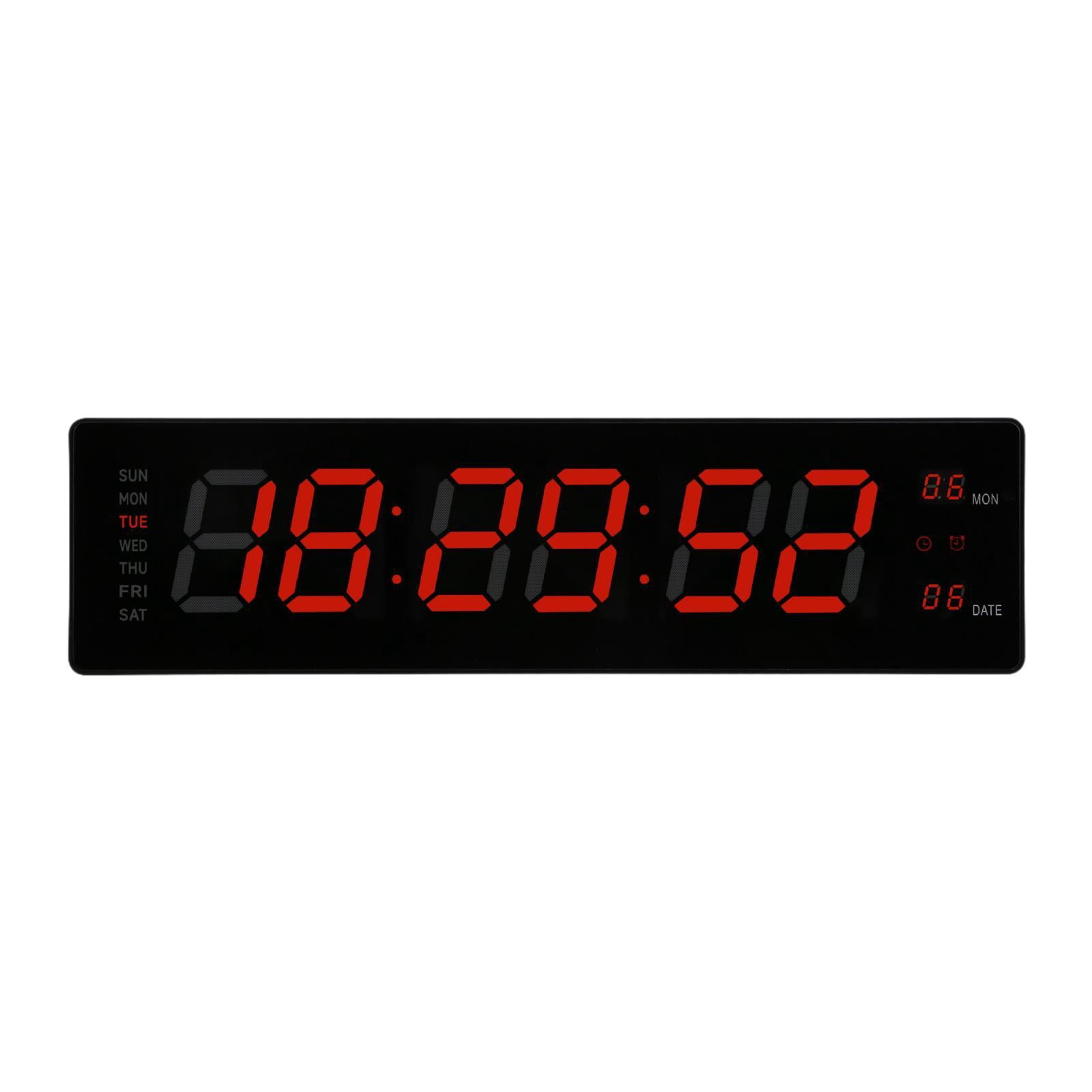 Baoblaze LED Digital Clock Bedroom Display Date Calendar Bar Wall Hanging Alarm Clock Red