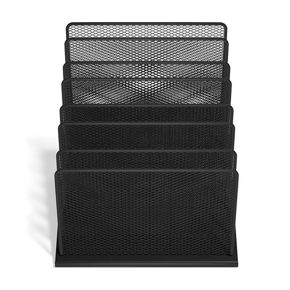 HITOUCH BUSINESS SERVICES 7 Compartment Wire Mesh File Organizer Matte Black TR57559-CC