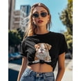 thumbnail image 4 of T Shirts for Women Short Sleeve Cotton Crewneck T-Shirt, Cute Bulldog Dog with Yarn Ball Tee Tops Casual Basic T-Shirts, XS-5XL Black 5XL, 4 of 7