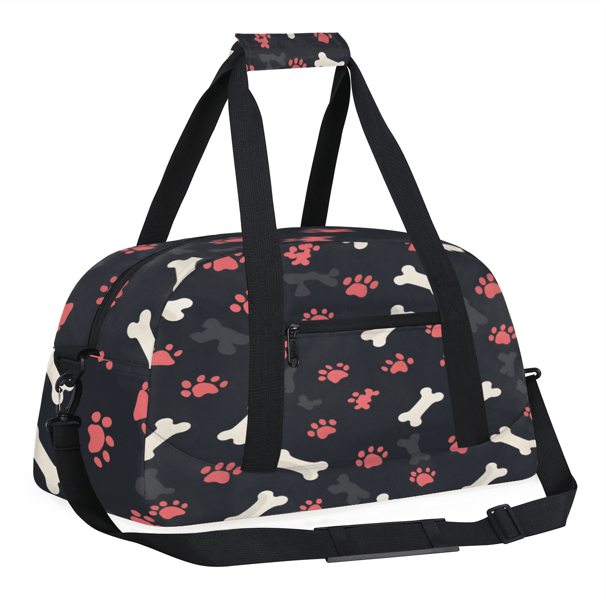 Herdesigns Paw Print Dog Sports Duffle Bag for Women & Men, Gym Bag Dance Bag Overnight Bag Carry On Weekender Travel Bag