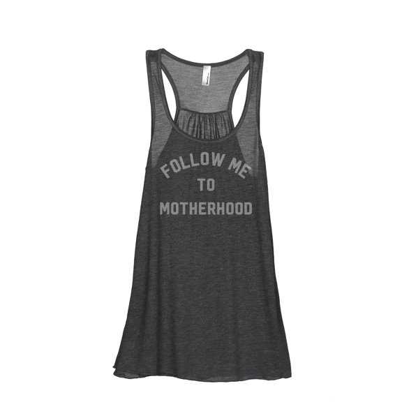 Thread Tank Follow Me To Motherhood Women's Sleeveless Flowy Racerback Tank Top Charcoal Small