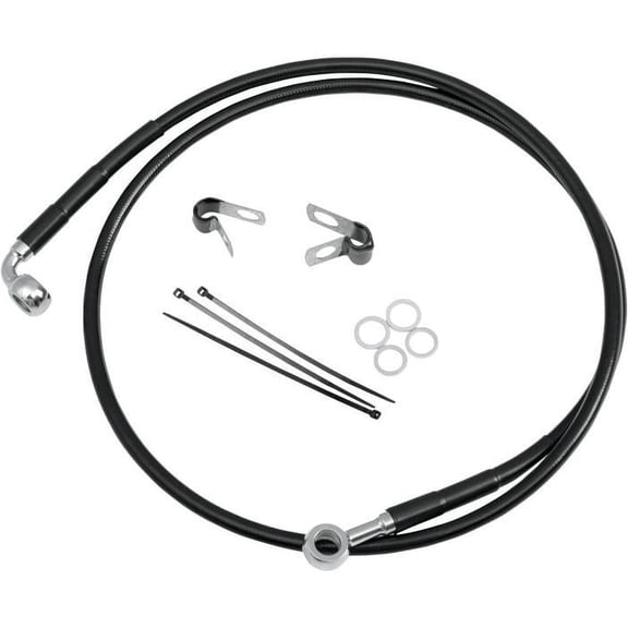 Drag Specialties 1741-2525 Extended Stainless Steel Front Brake Line Kit - Black Vinyl Coated - 16in./40in.