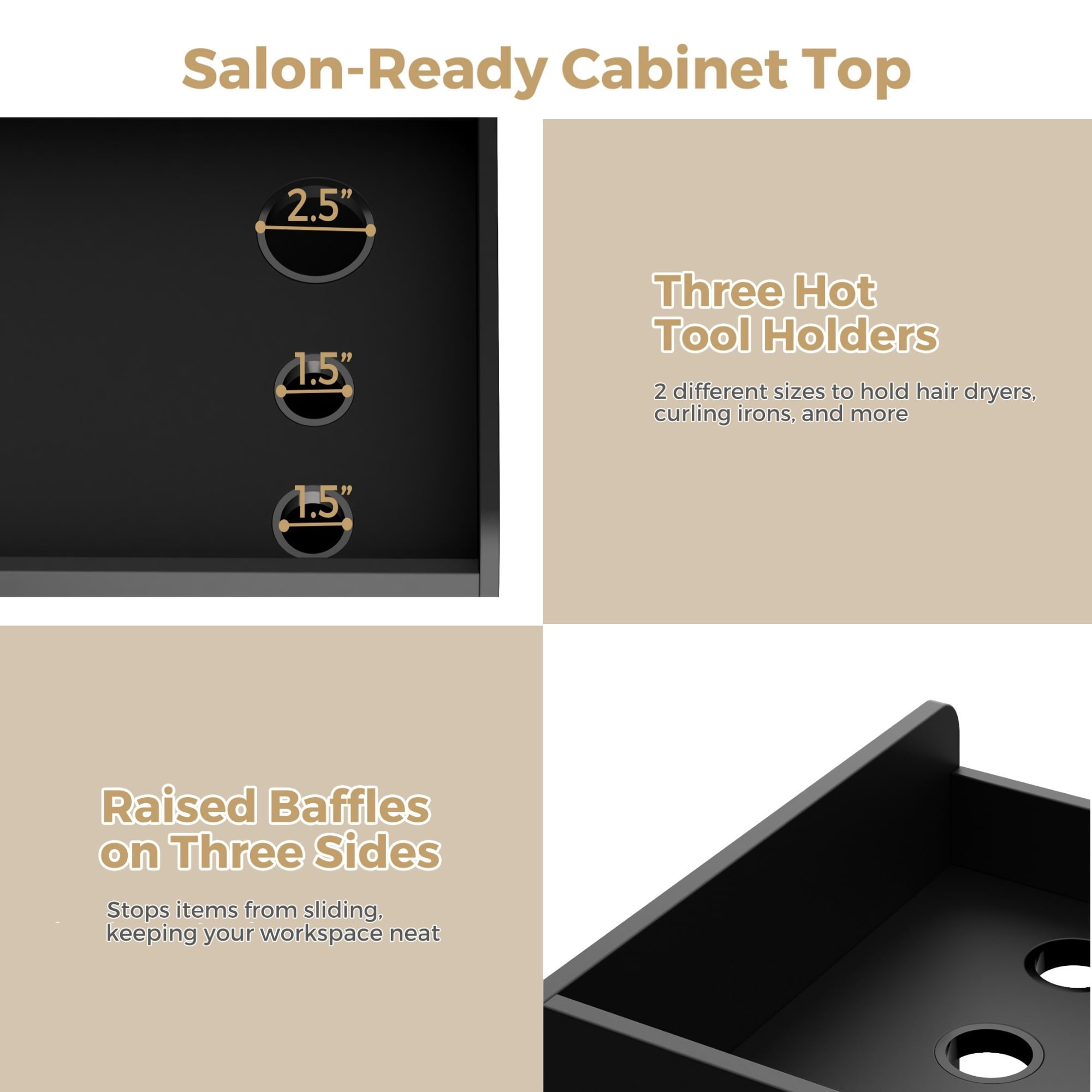 Advwin Freestanding Salon Station Storage Cabinet, Baber Station with Adjustable Shelves & Hair Dryer Holders, Hair Styling Station Beauty Salon Spa Equipment