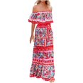 thumbnail image 1 of WILLBEST Vestidos de Verano 2025 Vestido Largo Bohemio con Hombros Descubiertos y Estampado Floral – Vestido Largo Informal de Verano para Mujer – Conjunto de Playa Grande​​, 1 of 3