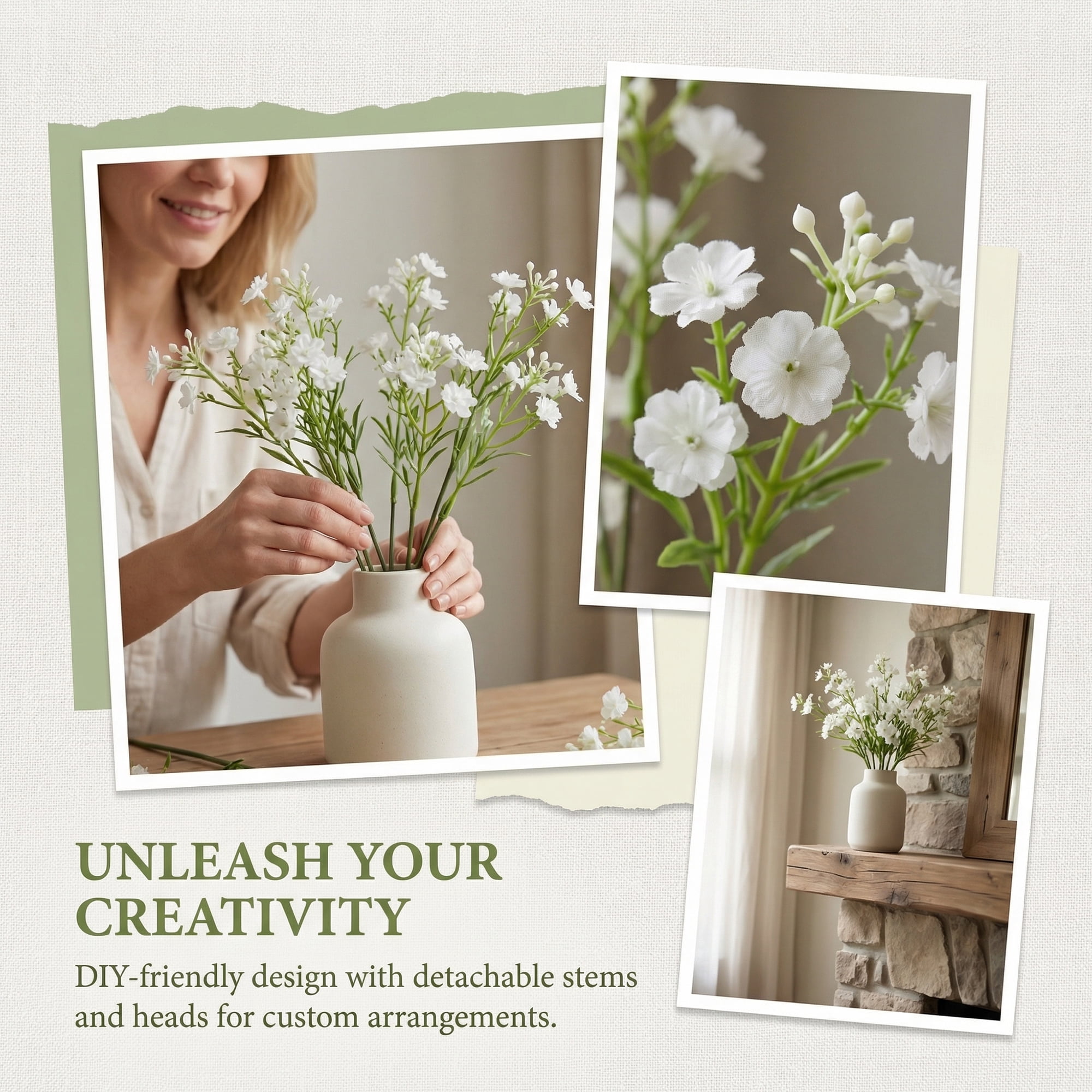 Unique Bargains Artificial Baby's Breath Flowers Faux Bouquets White 8.9inch