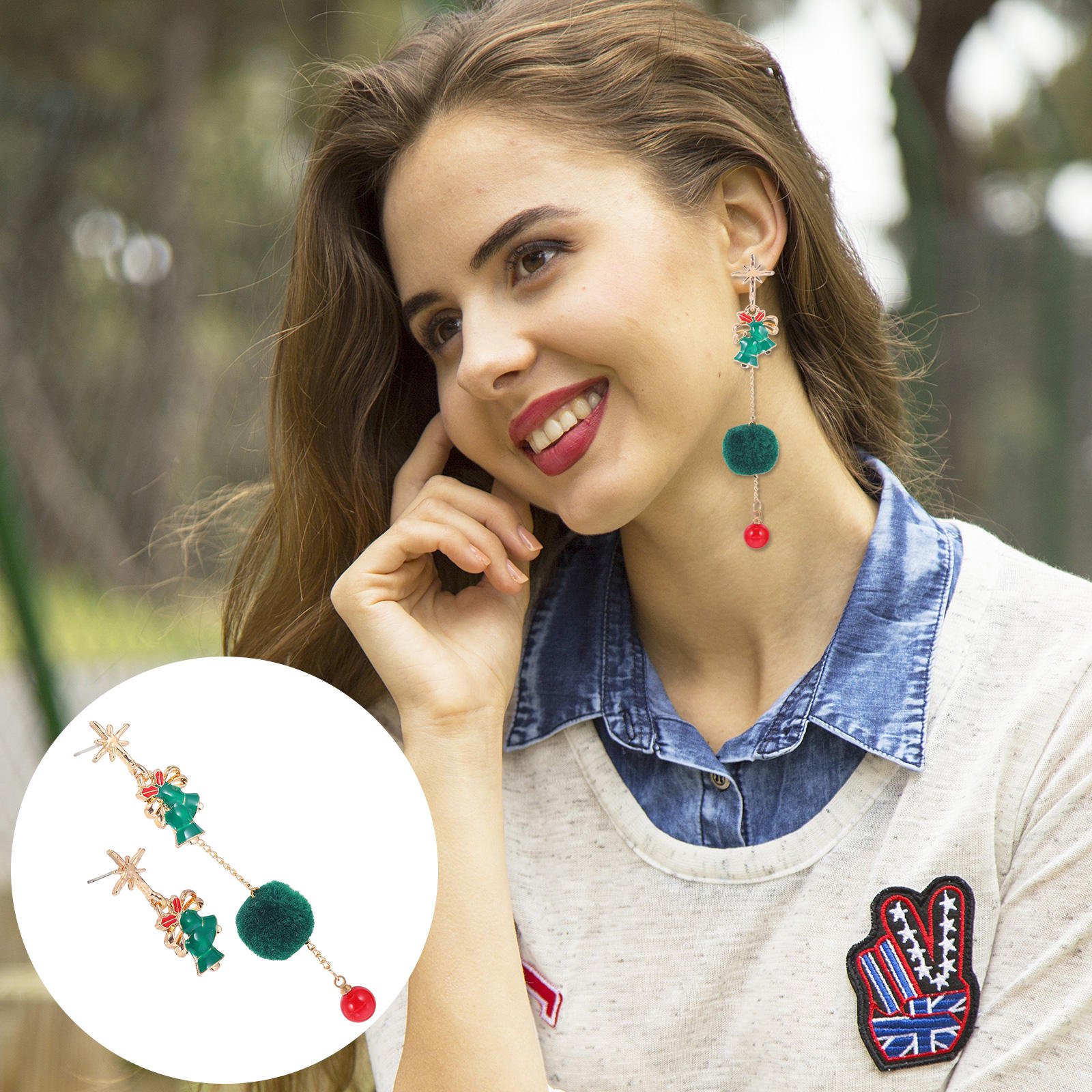 FONDOTIN Women's Festive Dangle Earrings Pair - Stylish Holiday Jewelry Accessories for Parties, Celebrations, and Special Occasions