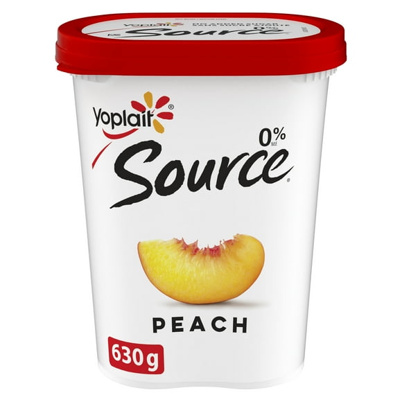 Yogourt traditionnel onctueux Yoplait Source 0 %, pêche, sans sucre ajouté, 630 g 630 g