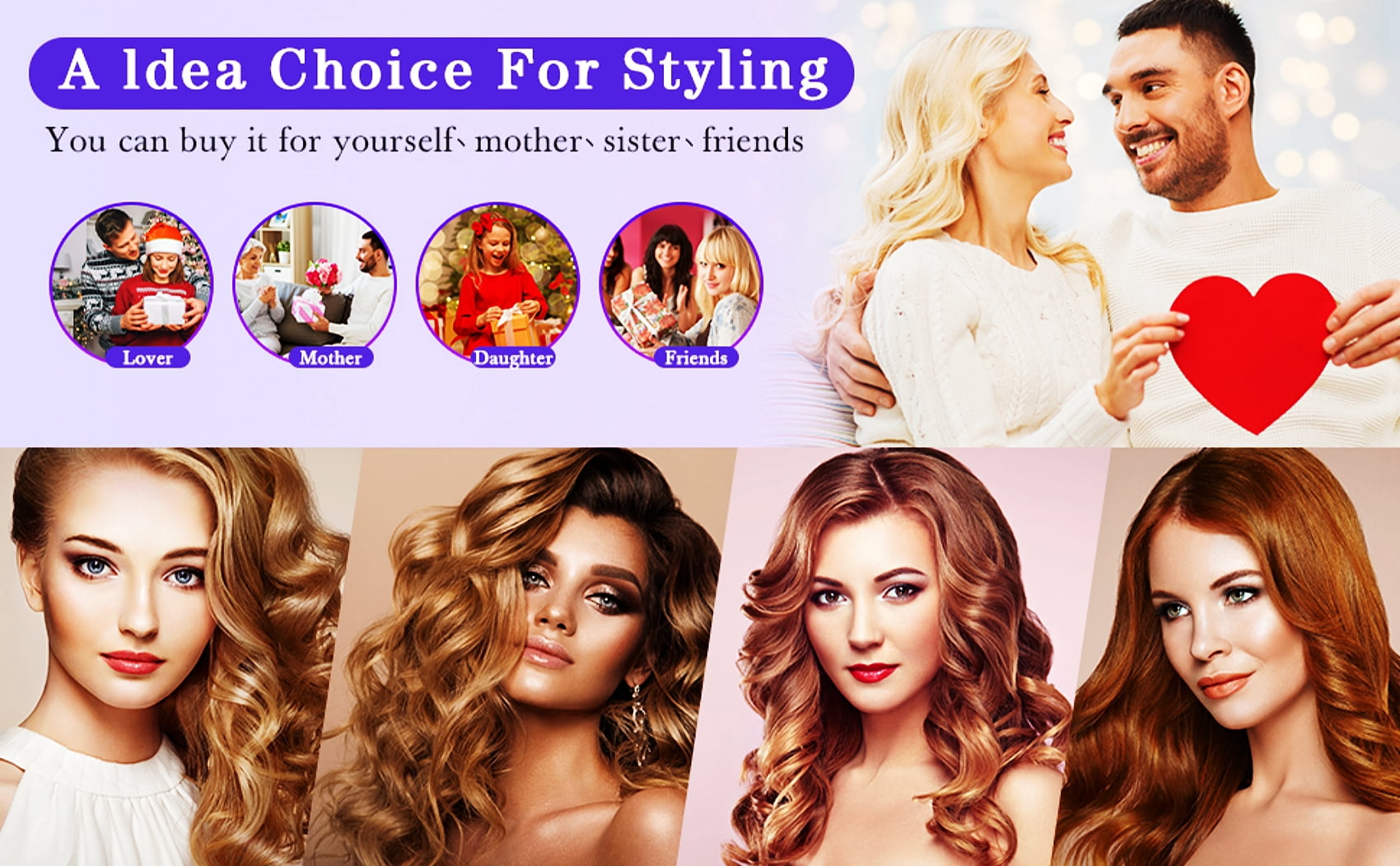 JLLOM Automatic Curling Iron Auto Hair Curler with 3 Temps Fast Heating Left&Right Rotating Curly Wand(White)