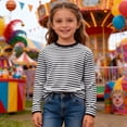 thumbnail image 5 of RTKFRFLM Kids' Fashionable Striped Long Sleeve T-Shirt Crewneck Top for Boys and Girls Casual Fall Winter Base Layering Shirt Soft Breathable Daily Wear Size 4-16 Years, 5 of 5
