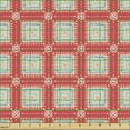 thumbnail image 2 of Geometrical Fabric by the Yard Upholstery, Hand Drawn Like Intricate Squares Inspired Repetitive Cheery Pattern, Decorative Fabric for DIY and Home Accents, Dark Coral and Blue by Ambesonne, 2 of 5