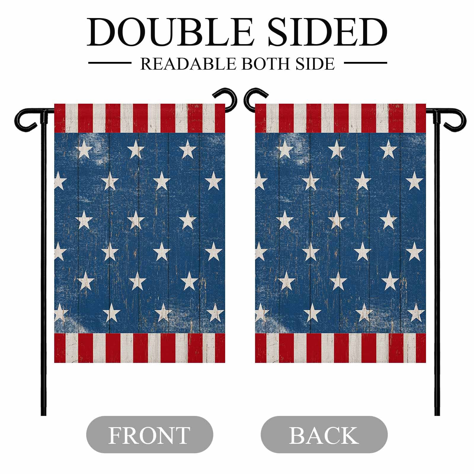4th of July Garden Flags USA Flag Garden Flag Double Sided Welcome Flag Patriotic Stars Buffalo Independence Day Yard Flags for Outdoor Lawn Porch Memorial Day Seasonal Holiday Decor 28x40 Inch