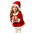 thumbnail image 5 of Kids Christmas Red Velvet Dress Long Sleeve Round Neck Holiday Party Celebration Dress for Girls, 5 of 8