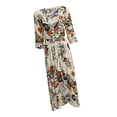 thumbnail image 1 of Estampado Zambullirse Bohemio Impresión Lindo Floral Hermosa Baile Cóctel Chica Novia Beige Yinane  Vestido maxi de Boho, 1 of 8