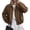 Brown, variant on PRETTYGARDEN Women's Faux Suede Cropped Bomber Jacket | Long Sleeve Zip Up Casual Going Out Jackets Coat, Oversized Loose Fit Western Outfits, Trendy Outerwear, Fall Clothes