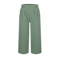 thumbnail image 4 of vigerkar Womens Summer Capri Pants Women Flare Capri Leggings with Pockets Casual Cotton Work Lounge Pants Light Green, XL, 4 of 8