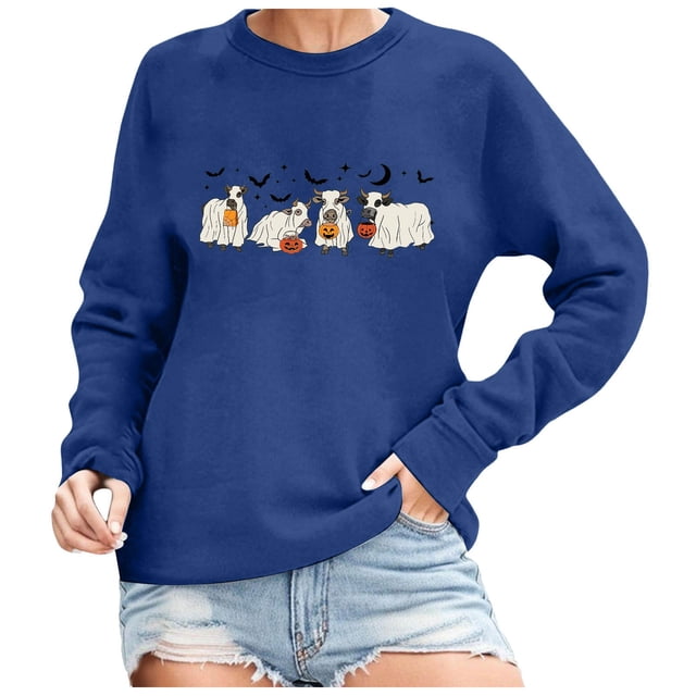 VBARHMQRT Mock Neck Sweatshirt Ladies' Loose Top Cute Print Hoodie