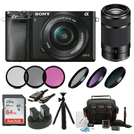 Sony Alpha a6000 Mirrorless Digital Camera with 16-50mm and 55-210mm Lens (Best Mirrorless Ilc Camera)