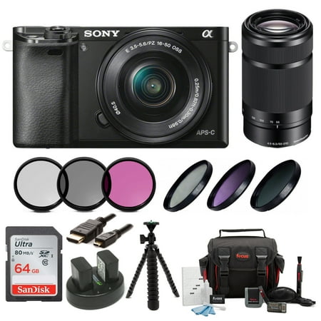 Sony Alpha a6000 Mirrorless Digital Camera with 16-50mm and 55-210mm Lens (Best Digital Camera With Viewfinder)
