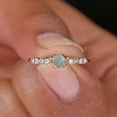 thumbnail image 3 of 925 Silver Opal & Diamond Ring, Solitaire Opal & Four Diamond Stackable Ring, Delicate Welo Opal Ring, Anniversary Gift For Her, 3 of 5