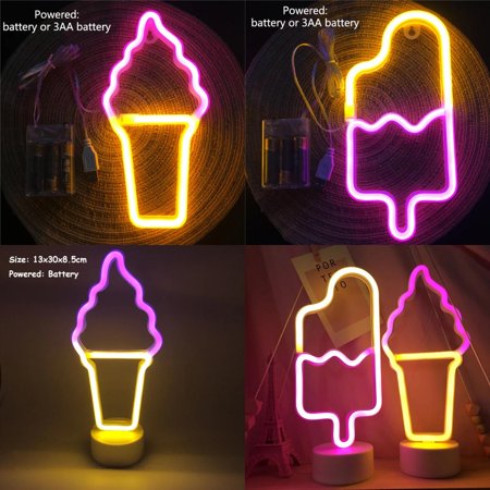 

WAGZOQN Colorful Neon LED Popsicle Ice Cream Shop Display Sign - Charming Holiday Decor Vibrant Restaurant Lamp Unique Christmas Night Light - Perfect for Pastry Store and Festive Atmos