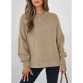 thumbnail image 5 of Eytino Women's Sweater Long Lantern Sleeves Sweater Crewneck Cable Knit Casual Oversized Pullover Tops Beige, 5 of 10