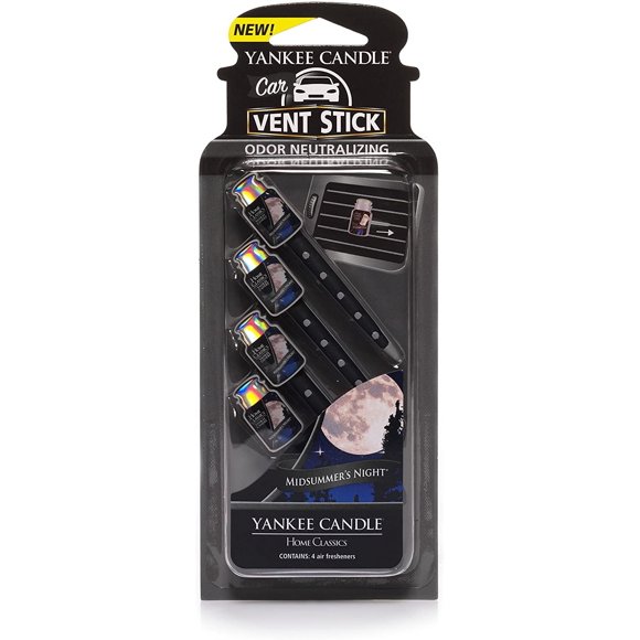 Yankee Candle Car Air Fresheners, Car Vent Stick MidSummer's Night® Scented, Includes 4 Odor Neutralizing Sticks, Each Lasts Up To 2 Weeks