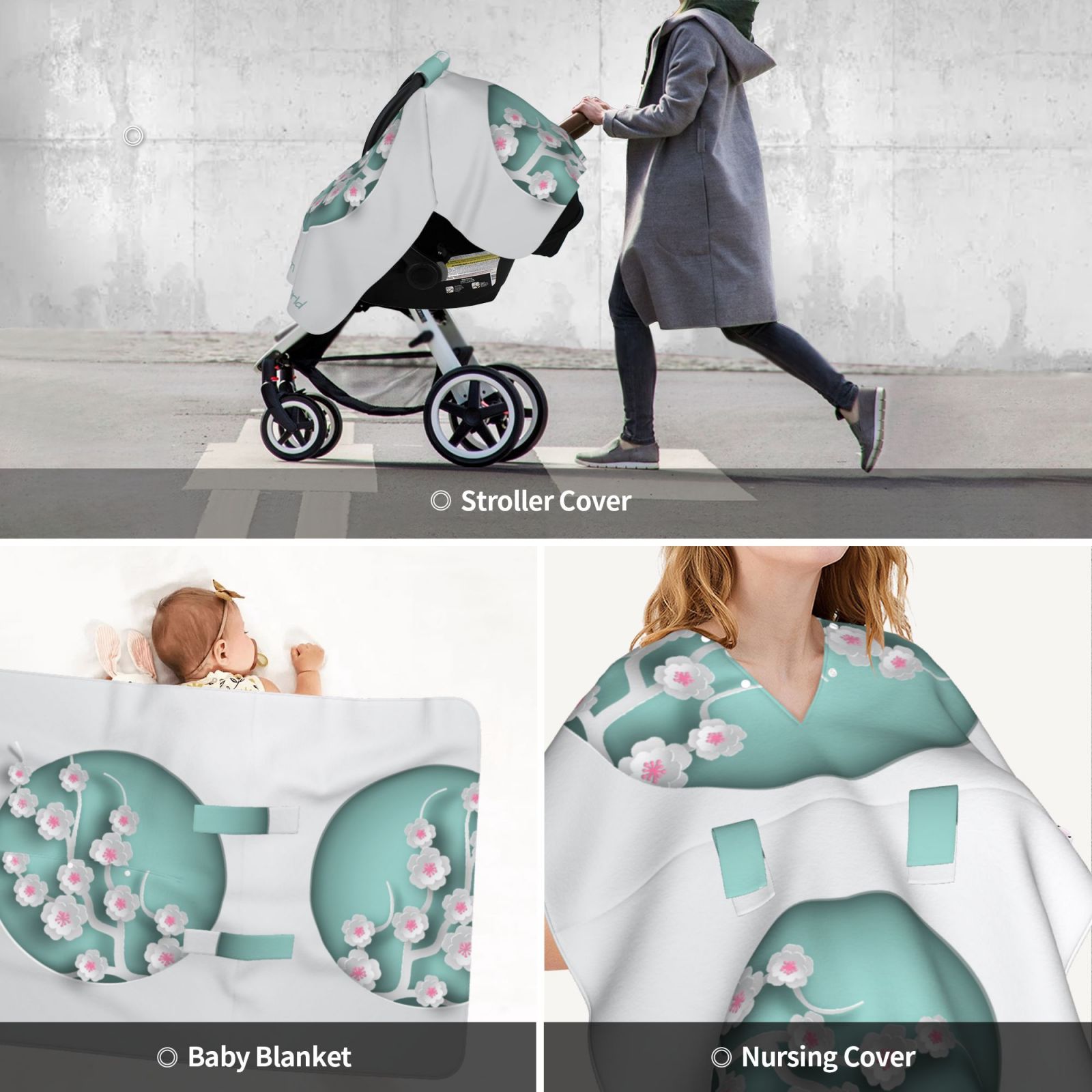 Car Seat Cover Baby - Happy Mother's Day (4) Breathable Infant Car Seat Cover for Baby Carseat, Lightweight Comfort Baby Essentials Must Haves Newborn Stuff for Girl Boy