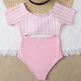 thumbnail image 4 of URMAGIC Girl's One Piece Striped Swimsuit Cute Cut Out Bathing Suit Swimwear 7-14 Years, 4 of 6