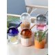 thumbnail image 5 of Glass Drinking Jar with Lid Straw Reusable Boba Mug for Fruit Juice Drinks Iced Coffee Smoothie Soda Milk, Striped Style Glass, Smoke Gray, 5 of 5
