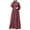 Wine, variant on Fesfesfes Women Buttons Mu-slim Robe Loose Long Sleeve Dress Solid Ankle-length Dress Long Robe