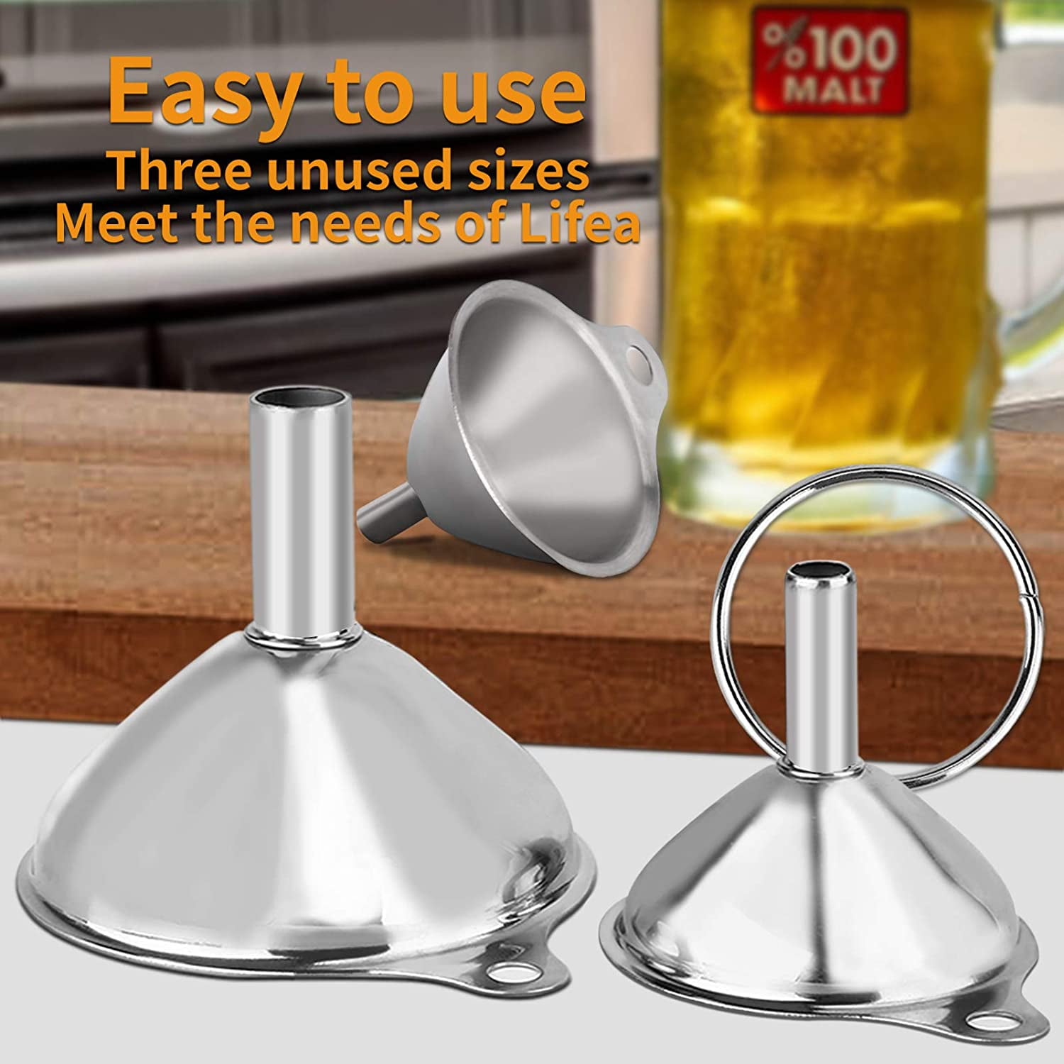 New Universal Stainless Steel Funnel For Filling Small Bottles and Flasks 
