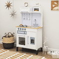 thumbnail image 3 of BRINJOY Wooden Play Kitchen for Kids, Pretend Cooking Set with Realistic Microwave, Oven, Sink, Apron & Storage, Educational Toy Gift for Ages 3+, 3 of 8