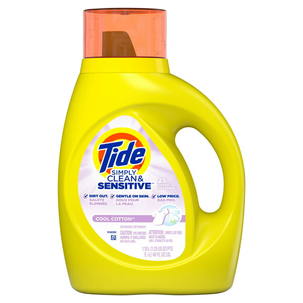 Tide Simply Clean & Sensitive Liquid Laundry Detergent, Cool Cotton, 25  Loads 40 fl oz - Walmart.com