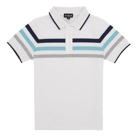 

KIDPIK Boys Short Sleeve Top Short Sleeve Engineered Stripe Polo Size: 2T - XL (14)