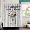thumbnail image 5 of Farmhouse Shower Curtain Cotton Flower with Grey Wood Background Bath Curtain Rustic Country Fabric Shower Curtain for Bathroom 12 Hooks 72x72 Inch, 5 of 6