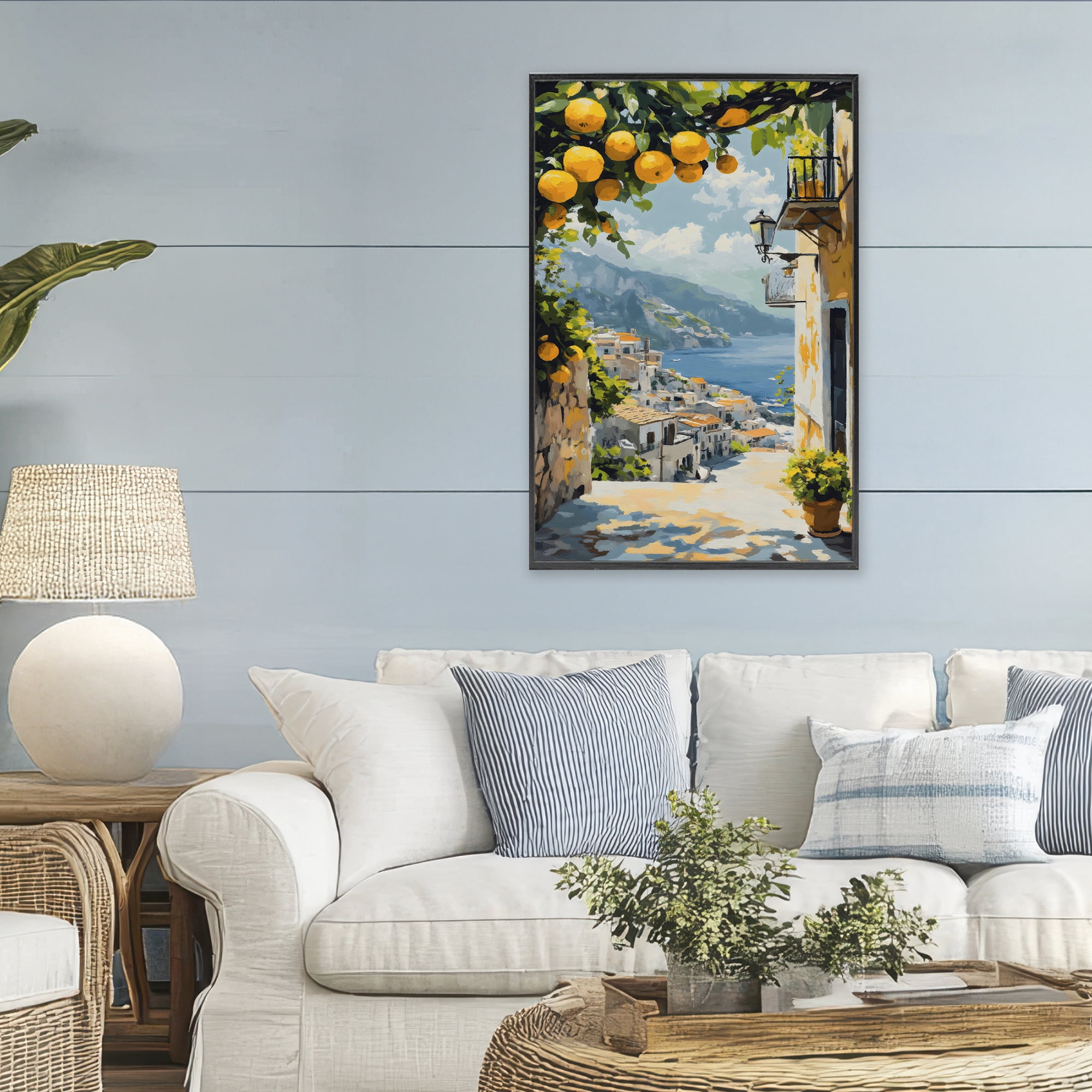 Stupell Industries Lemon Tree Overlooking Coast Black Framed Giclee Art, design by Creative Studio