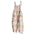 thumbnail image 3 of JURANMO Back Packs Sales for School Womens Easter Cute Bunny Eggs Print Outfit 2025 Spring Holiday Clothes Casual Cotton Linen Jumpsuits Loose Fit Wide Leg Rompers Overalls Multicolor XXXXXL, 3 of 6