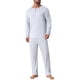 thumbnail image 4 of INSPIRAR CHIC Conjunto de Pijamas Casuales de 2 Piezas de Manga Larga de Color Sólido con Cuello Redondo para Hombre S Gris Blanco, 4 of 5