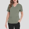 thumbnail image 4 of Womens Scrub Tops Summer Casual Solid Color Short Sleeve V Neck Nurse Uniform Work Blouse Loose Workout Pullover Shirt 2025 S Polyester, 4 of 4