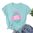 thumbnail image 2 of Savings Women Easter Short Sleeve Round Neck Shirts Casual Cute Print Tee Summer Lightweight Pullover Tops (S, B Light Blue), 2 of 3