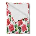 thumbnail image 2 of Rose Soft Flannel Fleece Blanket, Fresh Seasonal Watercolor Endless Roses and Leafs Buds Planet Earth Theme Print, Cozy Plush for Indoor and Outdoor Use, 50" x 70", Red Green White, by Ambesonne, 2 of 5